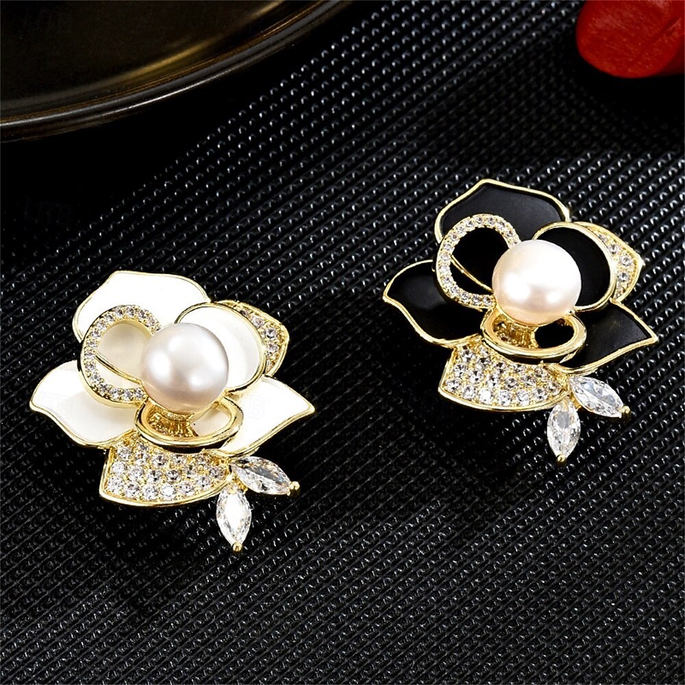 Broschen Klassisch Blume Mode Niedlich Brosche Schmuck Schwarz Weiß Für Hochzeit Party Geschenk Verlobung Abschlussball Festival 2026 - $27.99 –P1