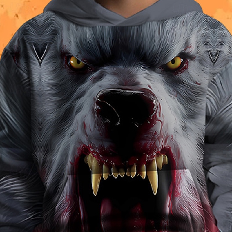 Halloween Pojkar 3D Grafisk Huvtröja Långärmad Vår Höst Mode Streetwear Barn 4-12 år Huva Utomhus Ledigt Dagligen Normal 2025 - $18.99 –P3