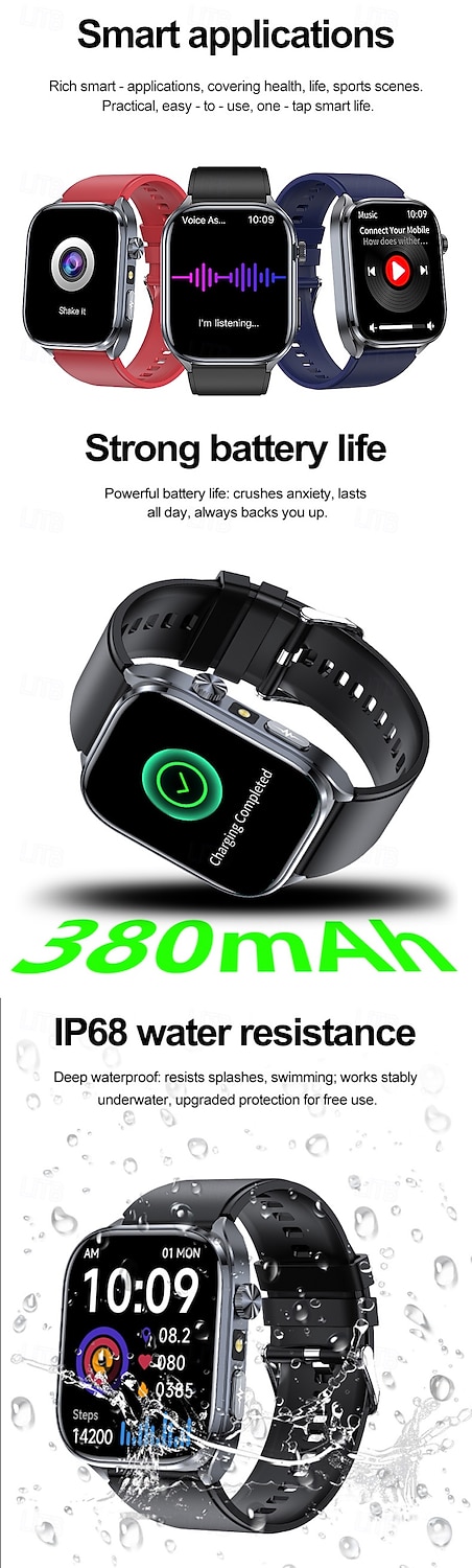 iMosi ET572 Relógio inteligente 2 polegada Relógio inteligente Bluetooth ECG + PPG Monitoramento de temperatura Podômetro Compatível com Android iOS Feminino Masculino Suspensão Longa Chamadas com de 2025 por $51.99 –P15