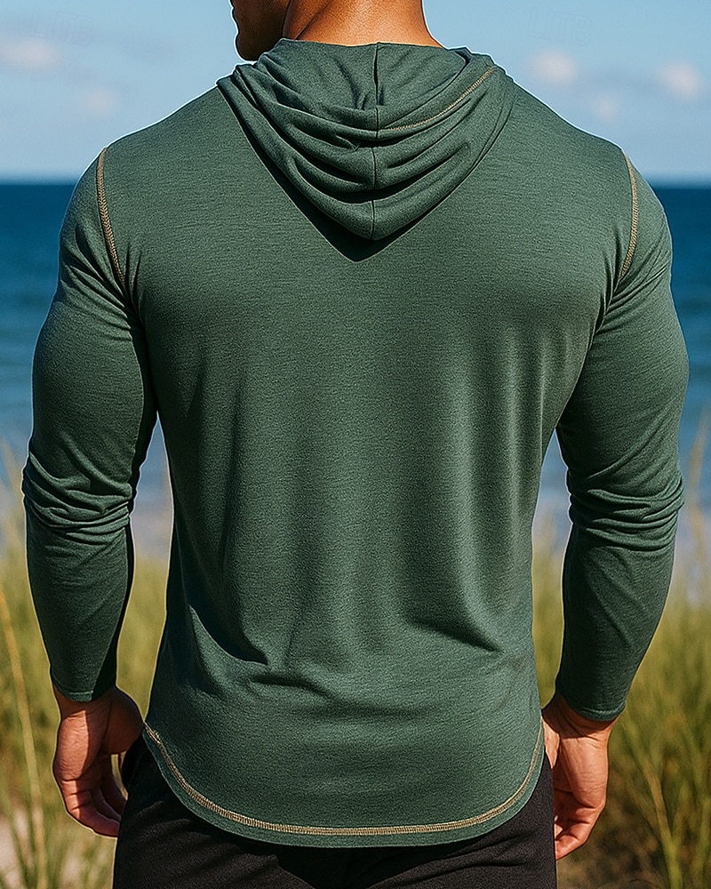 Homme Chemise décontractée T-shirt à capuche manche longue À capuche Top Extérieur Respirant Coton Noir Bleu Vert Tennis Le golf Course de 2025 ? $31.99 –P2