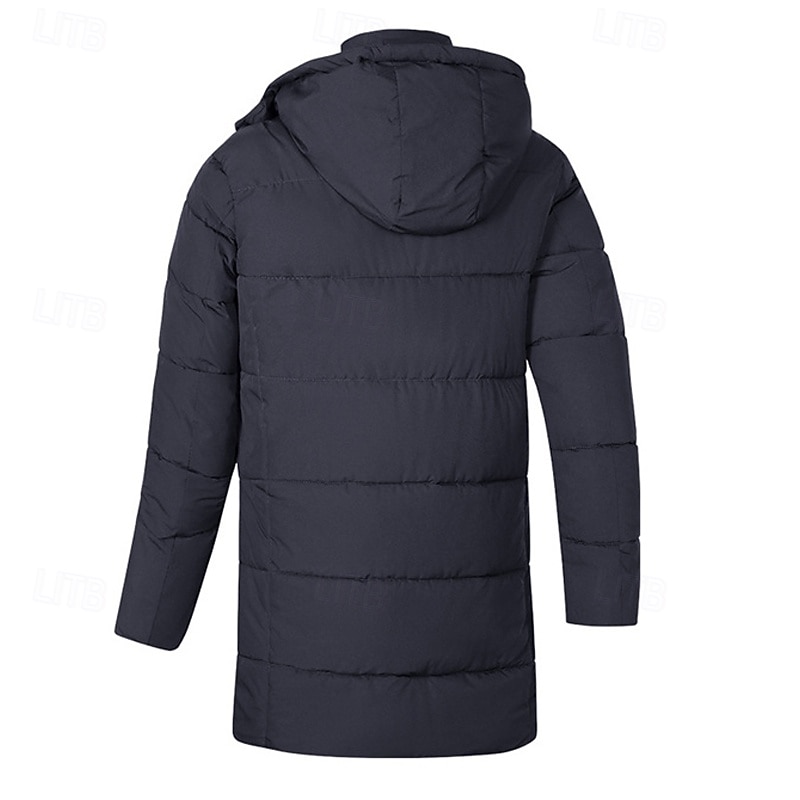 Men's Winter Coat Puffer Jacket Fleece Jacket Padded Jacket Pocket Polyster Vacation Daily Wear Date Long Fashion Casual Comfortable Thermal Warm Fall Winter Solid / Plain Color Black Blue Army Green 2026 - $59.99 –P8