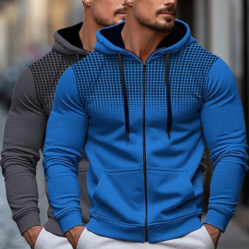 Homme Sweat à capuche Sweat à capuche zippé intégral Sweat à capuche en polaire Blanc + Rouge Rouge + Gris Noir + blanc Blanc + Gris Noir + Gris À capuche À pois Uni Fermeture éclair Bloc de Couleur de 2025 ? $32.99 –P9