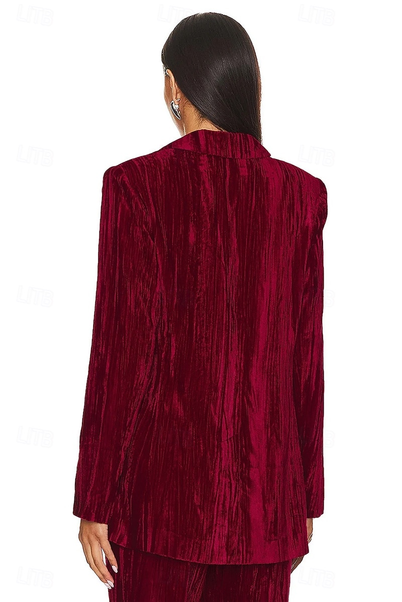 Women's Blazer Sport Coat Formal Wedding Guest Vintage Tuxtured Velvet Elegant Long Sleeve Notch Lapel Single Breasted with Flapped Pockets 2026 - $149.99 –P2
