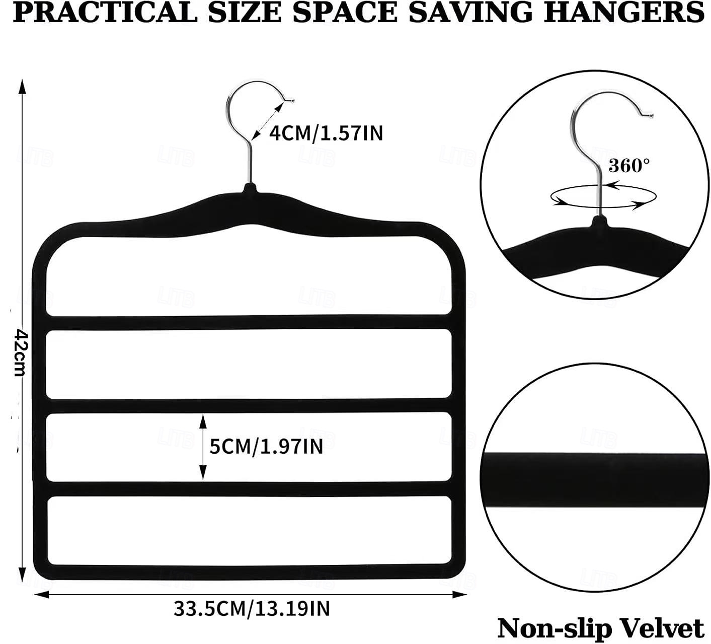 Lot de 3 organisateurs de placard et de rangement en velours pour pantalons, cintres, gain de place, organisateur antidérapant à 5 niveaux pour foulards et jeans, essentiels pour dortoirs pour de 2025 ? $16.49 –P8