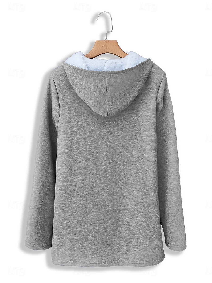 Damen Kapuzenpullover Druck Grafik Buchstabe Warm Lässig Sherpa-Fleece Langarm Mit Kapuze Normale Oberteile Lässig Straße Alltagskleidung Blau Schwarz Rosa Dunkelpink Rote Herbst Winter 2026 - $31.99 –P2