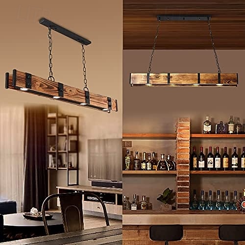 LED Pendant Light 40 Inch Wood Linear Pendant Lights Kitchen Island Long Strip Lighting Fixture Industrial Chandelier Minimalist Beam Led Ceiling Hanging Lamp for Dining Room 2026 - $249.99 –P1