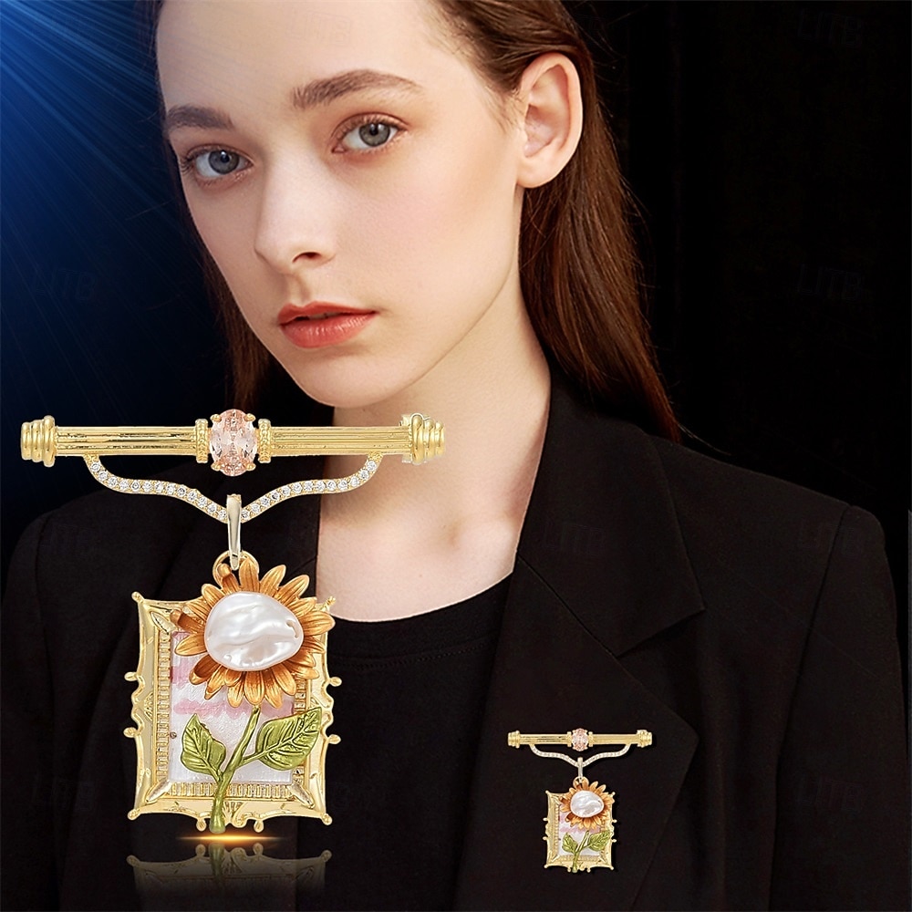 Prom Brooch Brooches Classic Retro Floral Vintage Artistic Brooch Jewelry Gold For ...