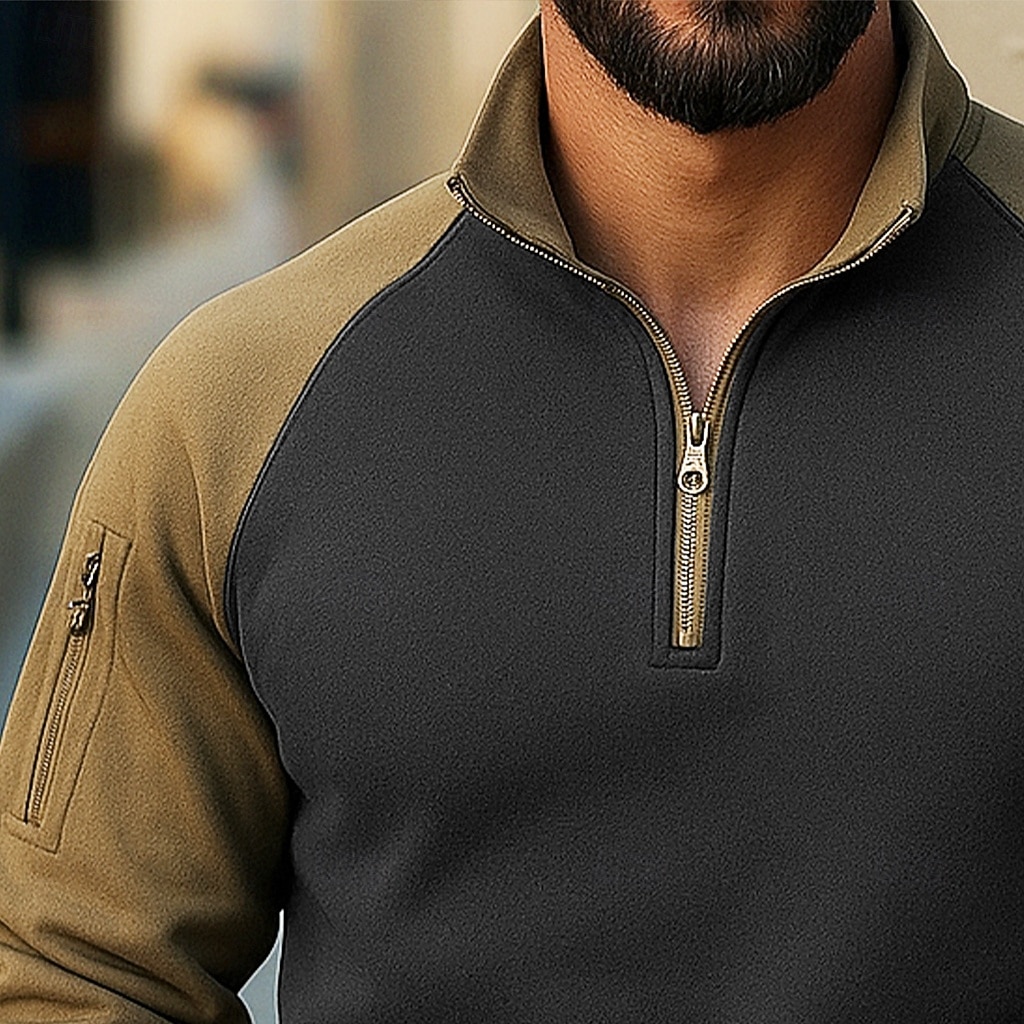 Hombre Sudadera con capucha y cremallera Sudadera con capucha y cremallera de un cuarto Táctico Verde Ejército Azul Marino Cuello Mao Plano Cremallera Bolsillo Bloque de Color Táctico Deporte Diario 2025 - $27.99 –P3