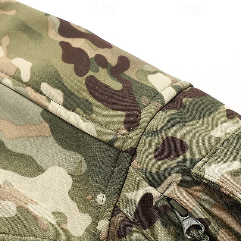Homens Casaco exterior Jaqueta Softshell Jaqueta de Trilha Férias Diário A Prova de Vento À Prova-de-Água Bolsos Outono Inverno Tecido Côr Camuflagem Moda Clássico Com Capuz Padrão Cinzento Verde de 2026 por $47.99 –P8