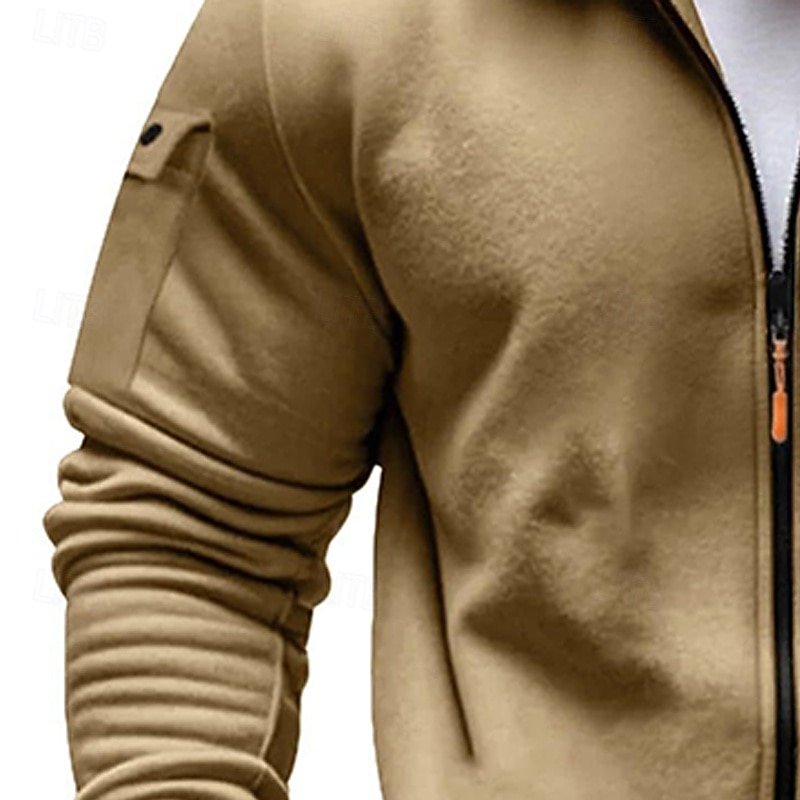 Per uomo Felpa con cappuccio Felpa con cappuccio a zip intera Felpa con cappuccio in pile Felpa con cappuccio tattica Nero Bianco Verde militare Rosso Borgogna Colletto Mao Semplice Cerniera Sport del 2025 a $27.99 –P16