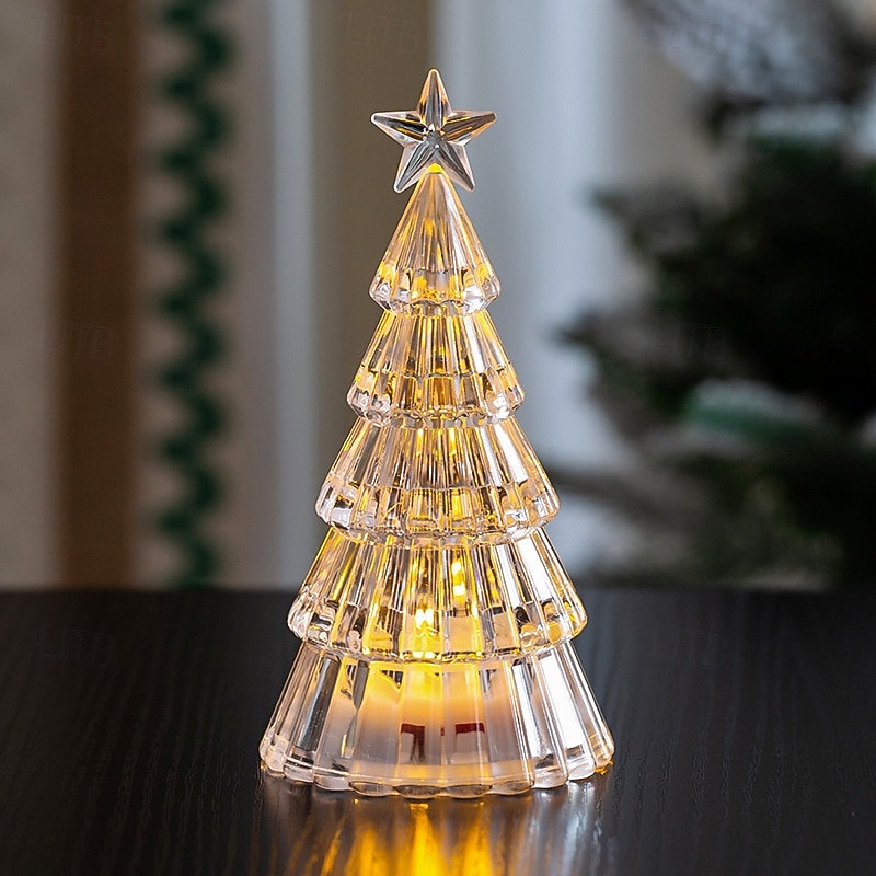 1 Pc 15.2 * 7.8CM/11.2 * 5.8CM Christmas Crystal Christmas Tree LED Night Light Desktop Decorative Light AG13 * 3 Battery/AAA Battery 2025 - CAD $3.99 –P6