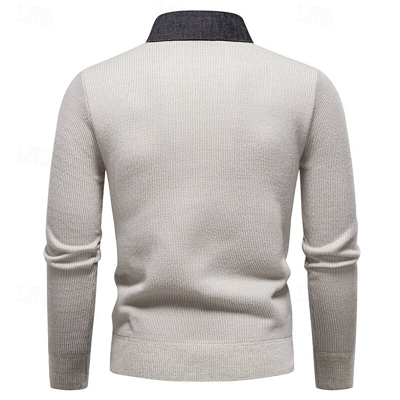 Men's Pullover Sweater Jumper Knit Sweater Ribbed Knit Regular Tops Knitted Fleece Plain Turndown Fashion Basic Vacation Daily Wear Clothing Apparel Winter Black Dark Gray S M L 2025 - $36.99 –P3