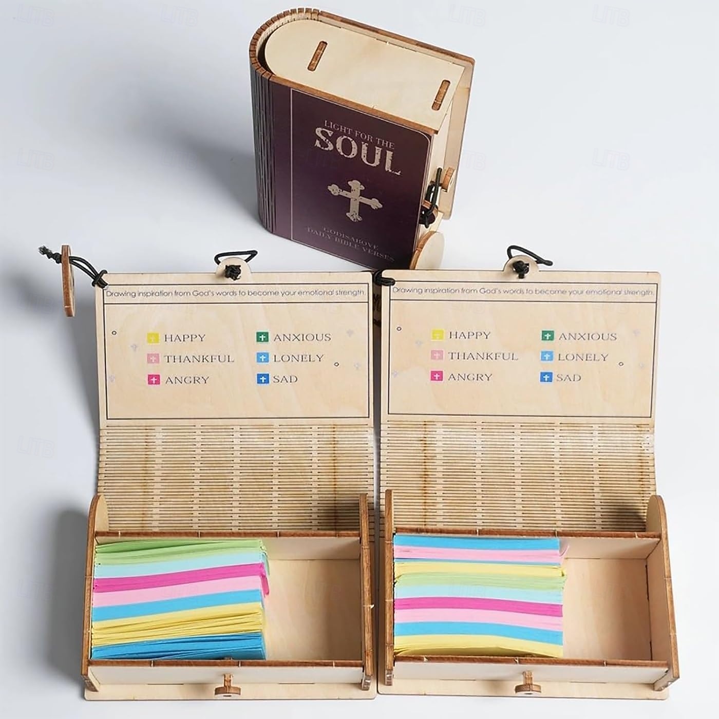 Коробка с библейскими стихами ручной работы (150 шт.) Библейские стихи в деревянной коробке для эмоций и чувств, христианский подарок для женщин и мужчин, подарок на выпускной, вдохновляющие 2026 - $21.99 –P7