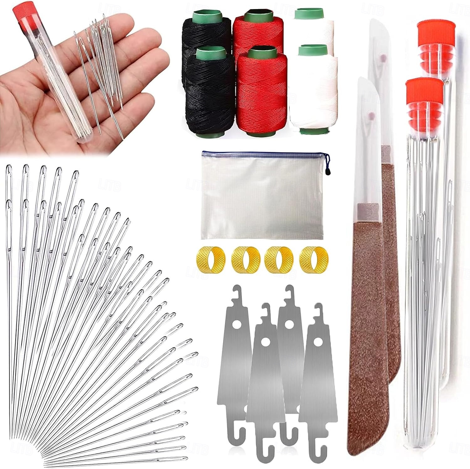 Σετ 74 τεμαχίων (2*37 σε 1) βελόνες από ατσάλι με μεγάλο μάτι - μακριές και λεπτές χειροποίητες βελόνες ραψίματος και πλεξίματος για χειροποίητες κατασκευές ραπτικής 2026 - $19.17 –P11