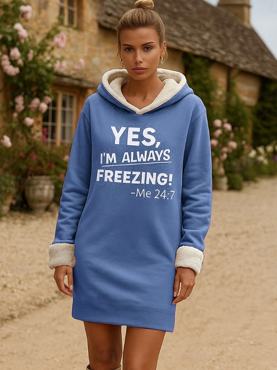 Damen Minikleid Shiftkleid Lässig Urlaub Heim Neujahr Lässiger Schnitt Grafik Buchstabe Langarm Mit Kapuze Schwarz Rosa Rote Herbst Winter 2025 - $27.99 –P6