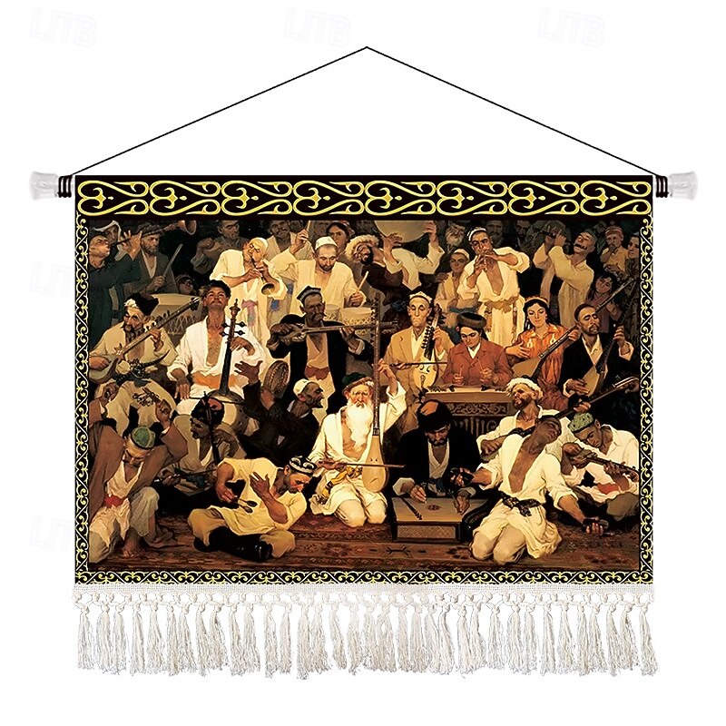 Skönhet Uyghur etnisk stil väggtapet konstnärlig bakgrundsdekoration boho hängande konst för sovrum vardagsrum eller café 2025 - $14.99 –P17