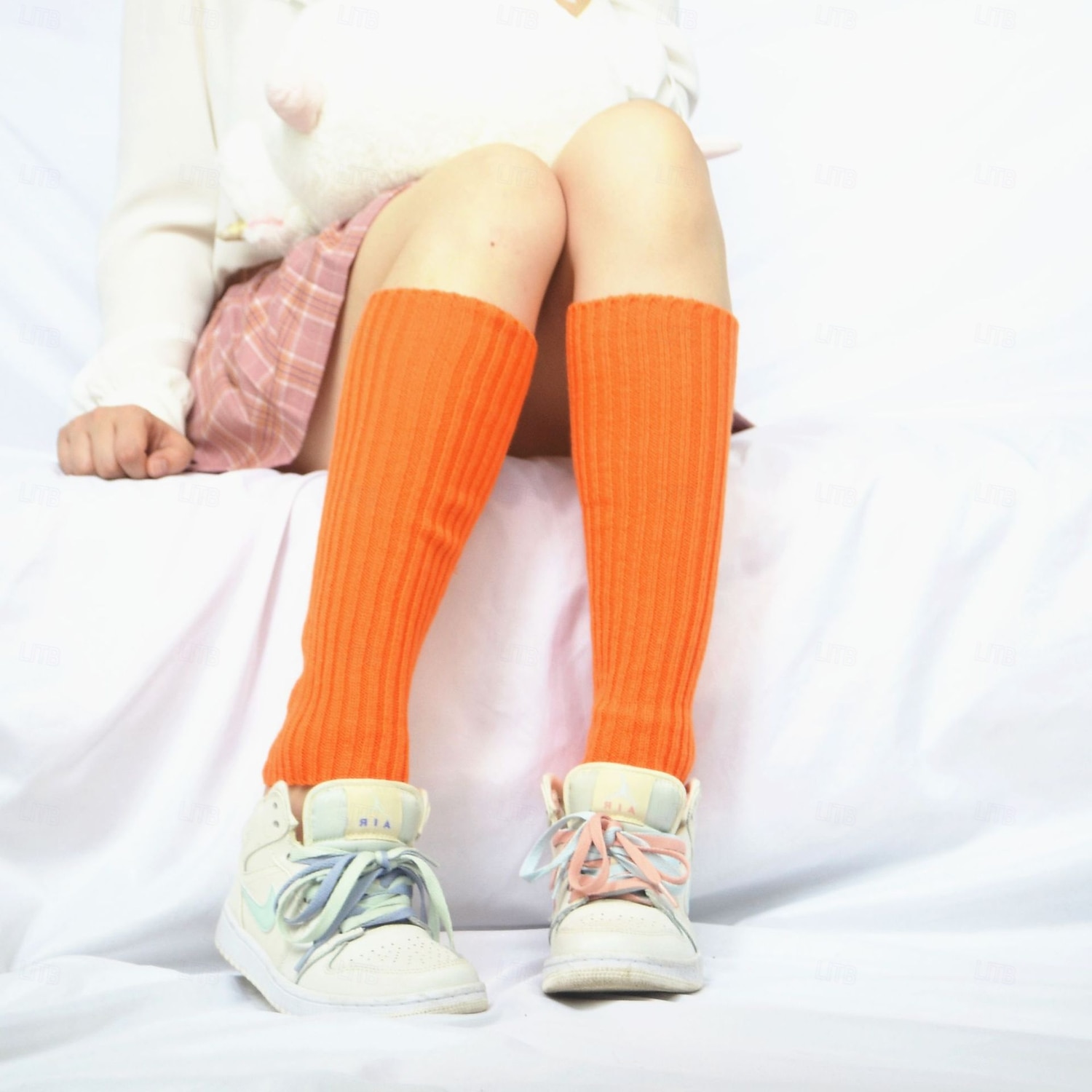 Stickade benvärmare och knästrumpor för kvinnor, höst- och vintermode neon akrylleggings, snygga långa strumpöverdrag, varma stickade plagg i koreansk stil för damer 2026 - $9.99 –P1