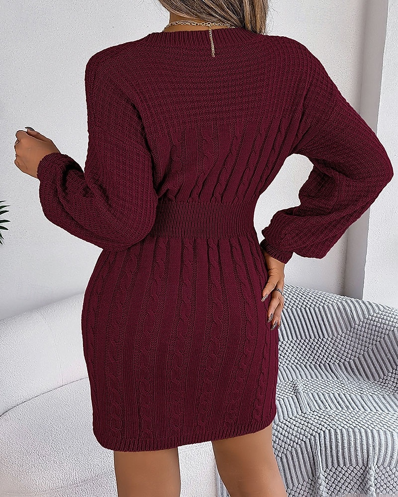 Damen Minikleid Pulloverkleid Bodycon Etui-Kleid Mode Modern Laternenärmel Täglich Ferien Wochenende Normale Passform Einfach Langarm Rundhalsausschnitt Wein Khaki Grau Frühling Herbst 2025 - $33.99 –P7