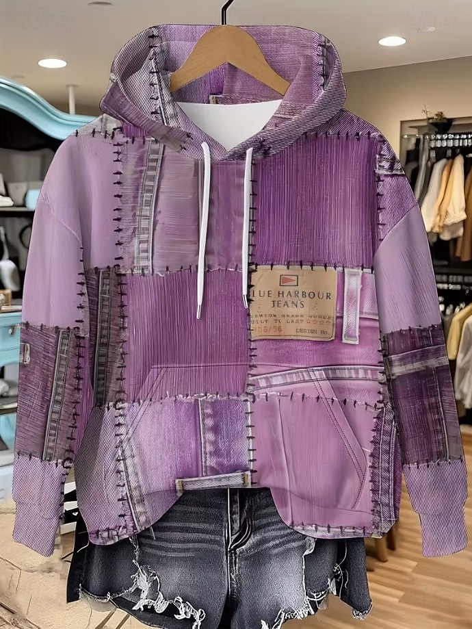 Mujer Sudadera con capucha Pullover Retazos Estampado Bolsillo delantero Graphic Geométrico Punk Activo Vintage Manga Larga Con Capucha Tops regulares Calle Uso Diario Azul Piscina Azul vaquero 2026 - $28.99 –P8