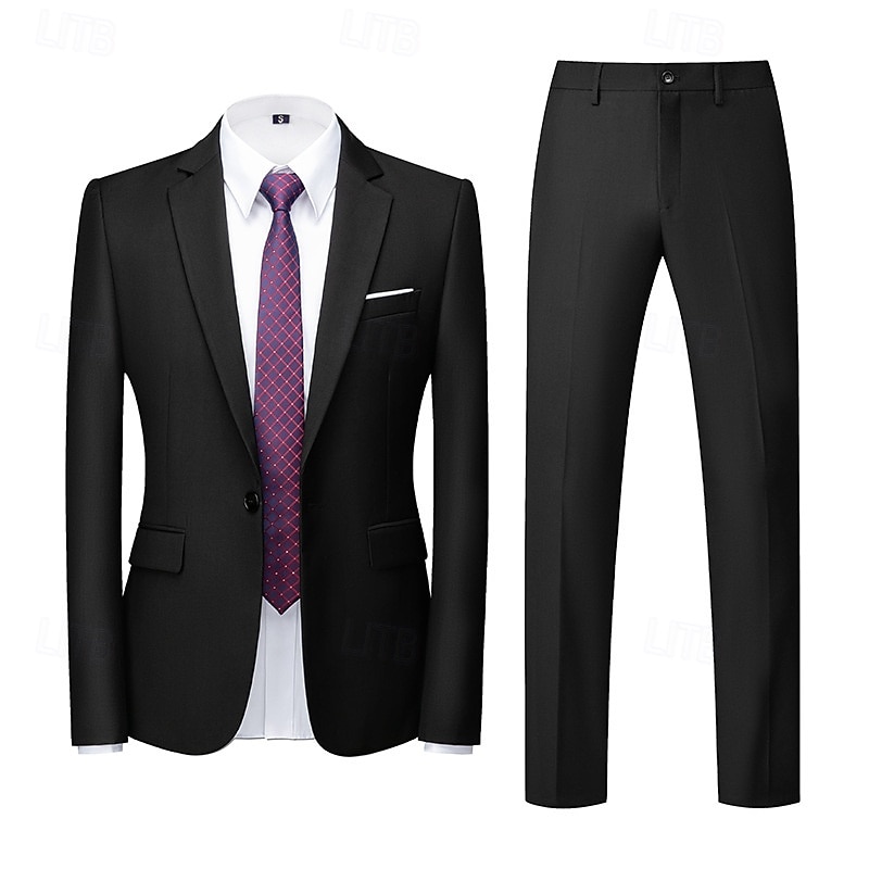 Homens Blazer Fato O negócio Coquetel Festa de Casamento 2 Peças Moda Casual Primavera Outono Poliéster Tecido Bolsos Botões Confortável Não Trespassado Jaqueta esporte Amarelo Escuro Cinzento Escuro de 2026 por $112.99 –P4