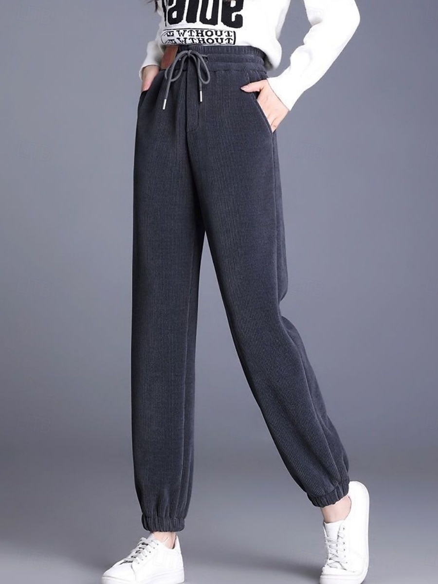 Per donna Pantaloni in Pile Chinos Moda Streetwear Essenziale Lunghezza intera Vita Alta Semplice Tasca Fascia Elastica Comodo Morbido Confortevole Alta elasticità All'aperto Streetwear Grigio scuro del 2025 a $17.99 –P4
