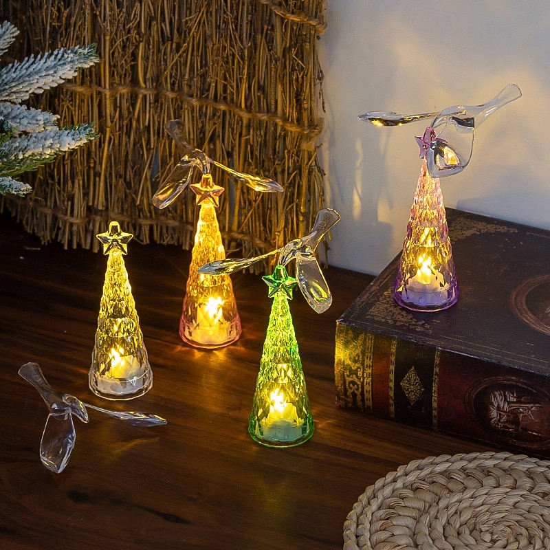 1 Pc 13CM Christmas decoration mini luminous crystal flying bird Christmas tree LED night light desktop decoration ornament light AG10 * 3 battery 2025 - CAD $3.99 –P5