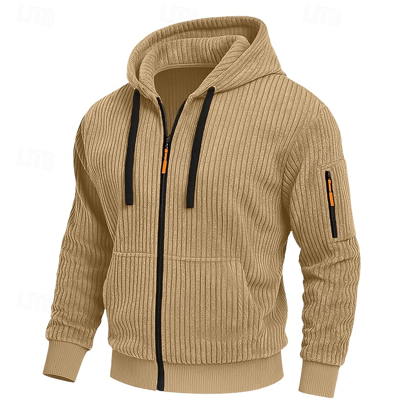 Per uomo Felpa con cappuccio Felpa con cappuccio a zip intera Velluto a coste Felpa con cappuccio tattica Nero Bianco Verde militare Rosso Borgogna Con Cappuccio Semplice Testurizzato Sport & Outdoor del 2025 a $23.99 –P9