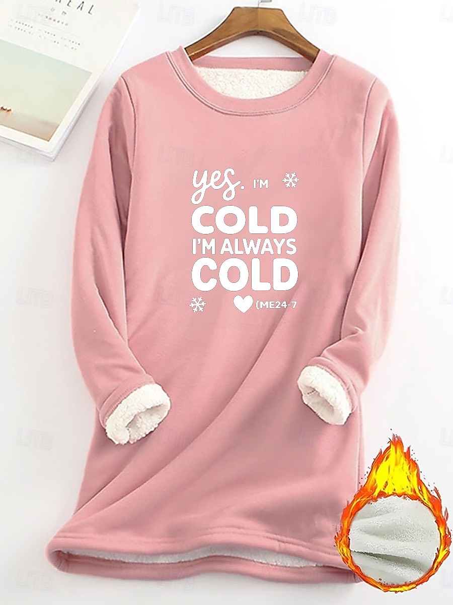 Sudadera para mujer, con letras estampadas, cálida, informal, afelpada, de manga larga, cuello redondo, tops largos, estilo urbano, informal, rosa claro, negro, rosa oscuro, azul, primavera, otoño e 2025 - $23.99 –P6