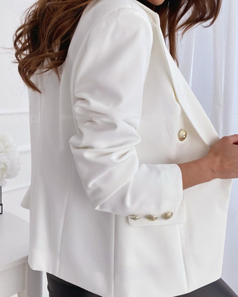 Női Blézer Kényelmes Zseb Gombok Elegáns Divat Szabadtéri Sima Alkalmi Alkalmi / Napi Hétvége Kardigán Szokványos Hajtóka Normál Hosszú ujj Felsőruházat Fekete Fehér Arcpír rózsaszín Tavasz Ősz 2026 - $28.99 –P5