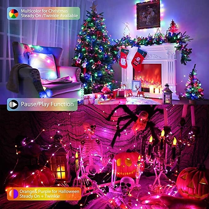 Lights 20M/66FT 200 LED BeadsTuya, Wedding Festival Indoor and Outdoor Courtyard IP68 Waterproof Colorful Light String Bluetooth APP Remote Control Colorful Leather Wire Light String Usb 2026 - $20.99 –P1