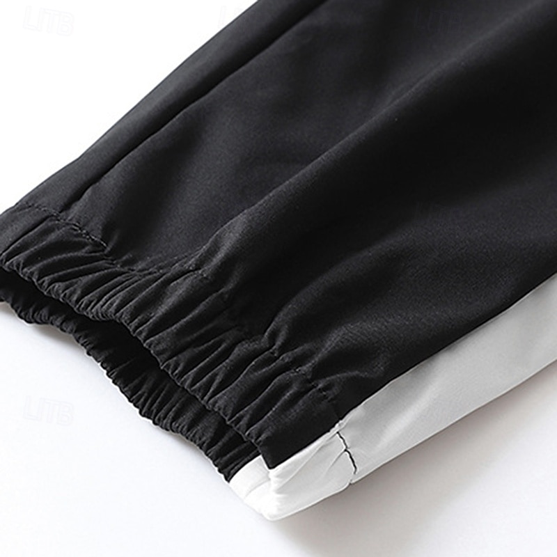 Муж. Спортивный костюм из двух частей Толстовка с капюшоном для отдыха Комплекты спортивных костюмов с карманом Контрастных цветов Наборы одежды Весна Черный Военно-зеленный 2025 - $34.99 –P20