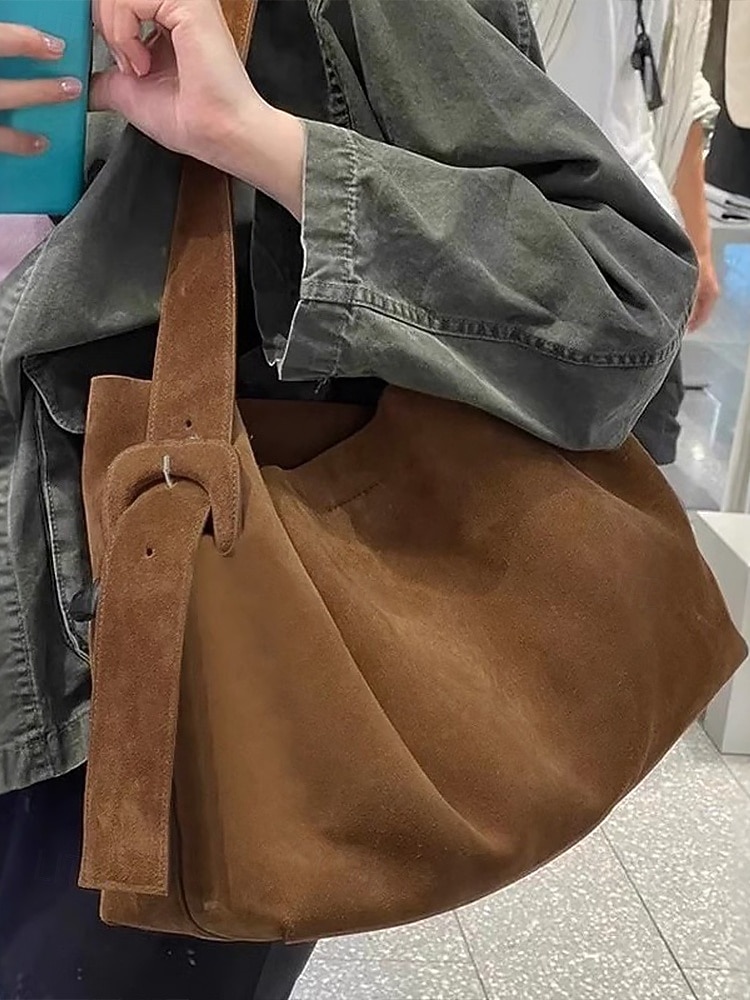 női velúr válltáska - bohém stílusú, nagy kapacitású, hétköznapi vintage csavargótáska, mindennapi munkához, utazáshoz és vásárláshoz alkalmas 2025 - $24.99 –P3