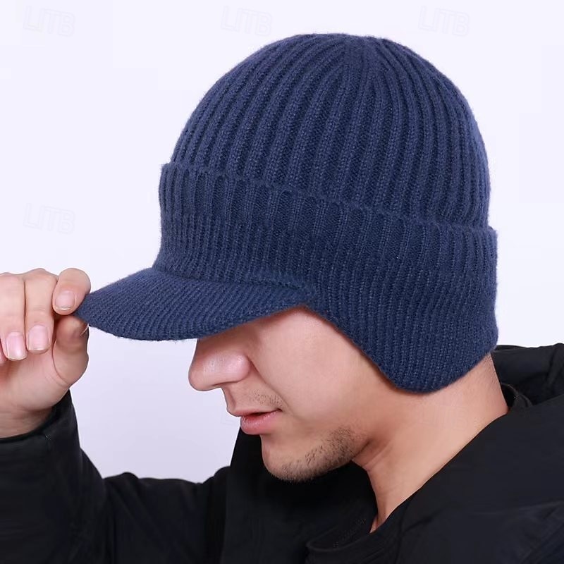 berretto lavorato a maglia con protezione per le orecchie, elastico e caldo, per equitazione all'aperto, berretto invernale da uomo con fodera in pile, cappello di lana caldo e spesso, berretto del 2026 a $11.99 –P9