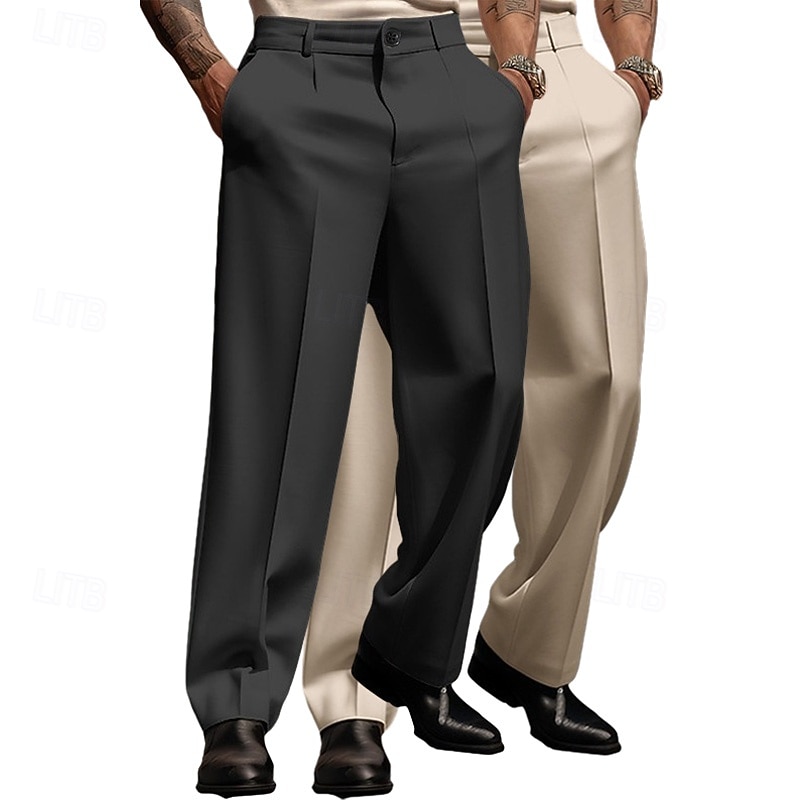 Homme Pantalons Dress Pants works Pantalons Amples Pantalons habillés Poche Avant Jambe Droite Pack multiple Uni Confort Respirant Mariage Affaires Occasionnel Mode Basique Blanc + kaki Kaki + Noir de 2026 ? $42.99 –P8