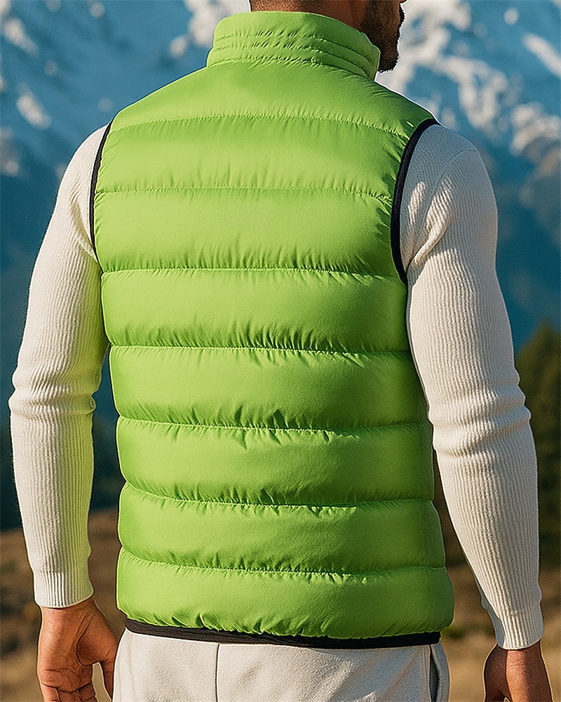 Men's Hiking Vest Puffer Vest Winter Autumn / Fall Outdoor Thermal Warm Lightweight Vest Hunting Fishing Climbing Black Army Green Burgundy Blue Green 2026 - $28.99 –P2