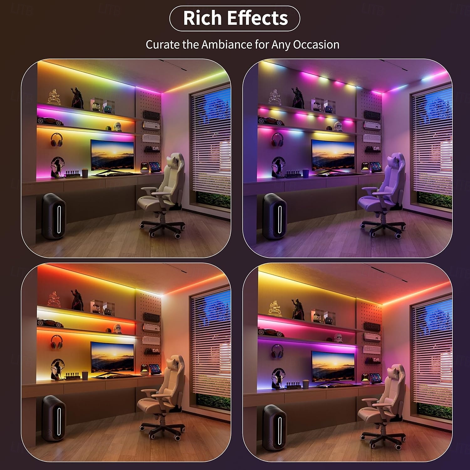 FCOB COB WS2812B IC RGB LED Strip DC5V (Optional Bluetooth Smart APP Controller) 3.2-16.4FT Individual Addressable 420Pixel/m  10IC Dream Color IP30 Non-Waterproof High Density Light 0.32in Width 2025 - $14.99 –P12