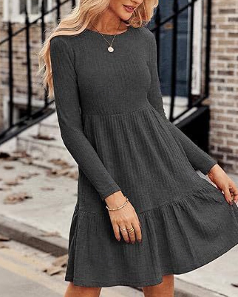 Damen Minikleid Pulloverkleid Freizeitkleid Modern Outdoor Täglich Ausgehen Normale Passform Einfach Langarm Rundhalsausschnitt Wein Braun Grün Grau Frühling Herbst 2025 - $26.99 –P13