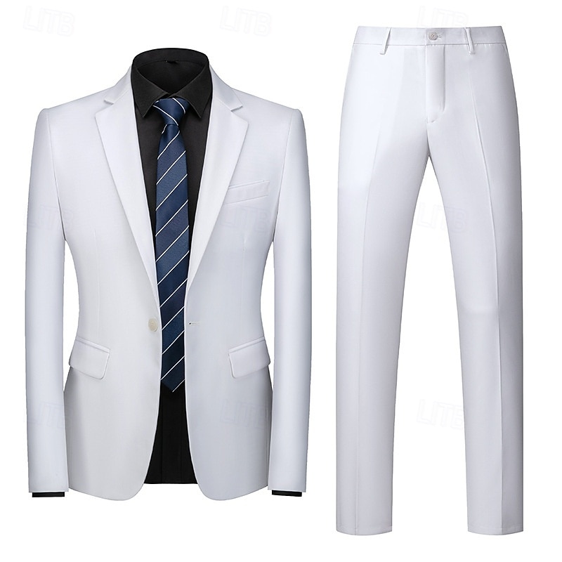 Homens Blazer Fato O negócio Coquetel Festa de Casamento 2 Peças Moda Casual Primavera Outono Poliéster Tecido Bolsos Botões Confortável Não Trespassado Jaqueta esporte Amarelo Escuro Cinzento Escuro de 2026 por $112.99 –P2