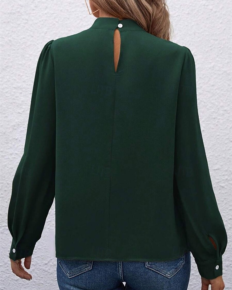 Γυναικεία Πουκάμισο Κομψή Φιλάρεσκος Σατέν Μπλούζα Συμπαγές Χρώμα Στυλάτο Καθημερινό Μακρυμάνικο Ζιβάγκο Κανονικά μπλουζάκια Καθημερινά Εξόδου Μαύρο Κίτρινο Πράσινο Ανοικτό Ρουμπίνι Βυσσινί 2026 - $27.99 –P21