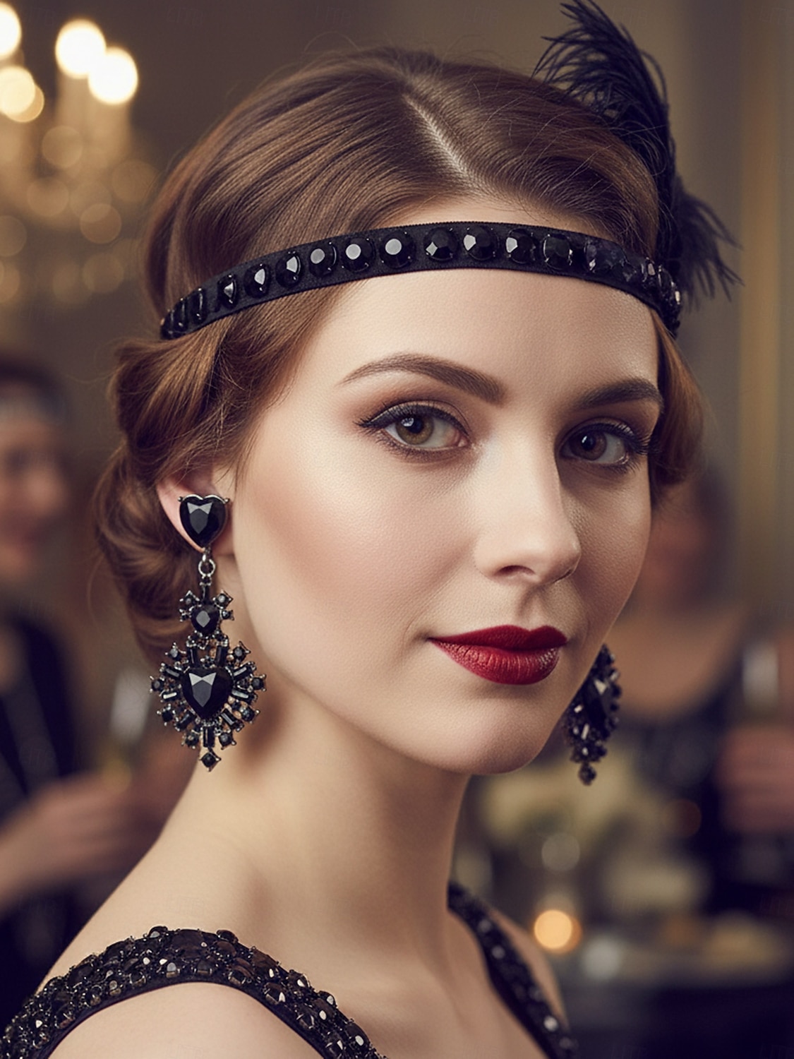 Damskie kolczyki vintage z czarnymi kryształkami – biżuteria inspirowana Gatsbym, wyrazista, do tańca towarzyskiego w stylu retro &Stroje imprezowe z lat 20. XX wieku 2026 - $11.99 –P1