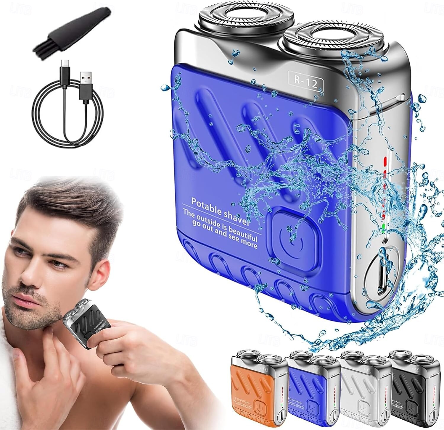 Bærbar roterende elektrisk barbermaskin med dobbel ring, mini-skjeggbarbermaskin med koffertdesign, vanntett reisebarbermaskin for menn, hurtiglading med lang batterilevetid og magnetisk kutter med 2026 - $19.99 –P12