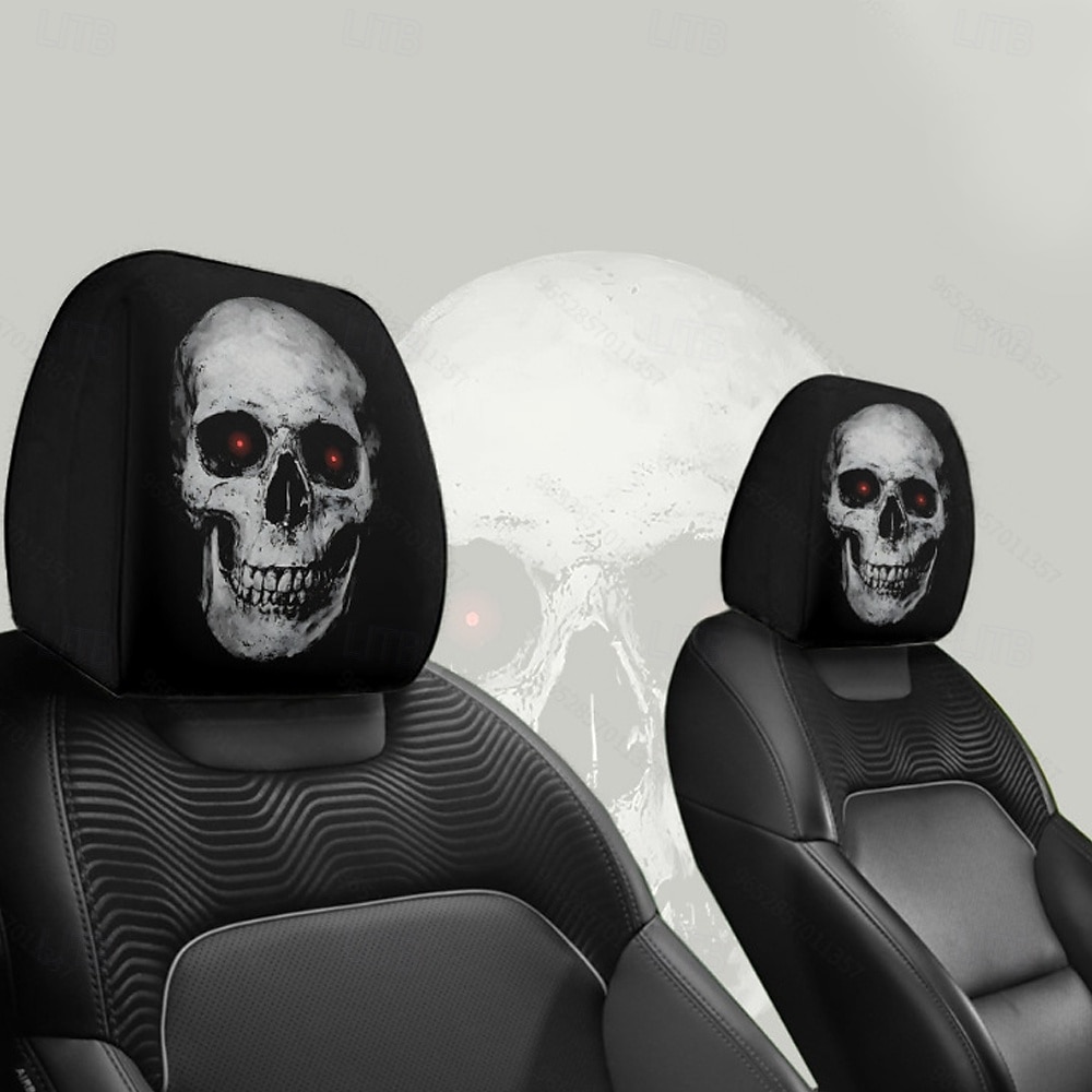 2 pièces effrayantes pour Halloween &Housses d'appui-tête de voiture de Noël - Convient à tous les véhicules Conception sans coussin de remplissage Installation facile - Décorations intérieures de 2025 ? $12.99 –P3