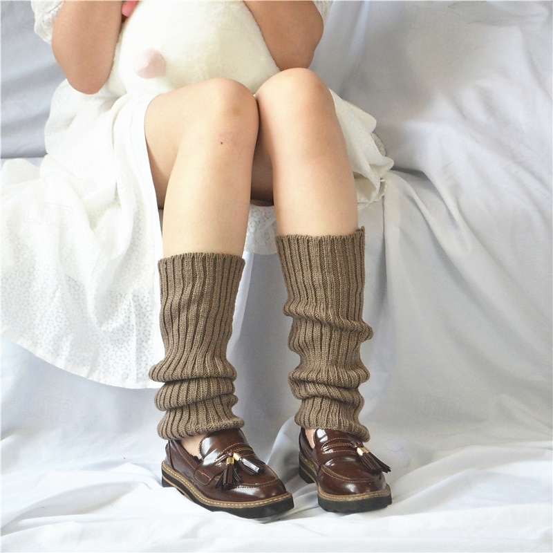 Stickade benvärmare och knästrumpor för kvinnor, höst- och vintermode neon akrylleggings, snygga långa strumpöverdrag, varma stickade plagg i koreansk stil för damer 2026 - $9.99 –P10