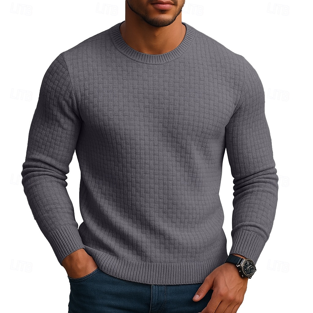 Per uomo Maglione Maglione a maglia A Coste Maglia Top Regolari Jacquard Lavorato a maglia Semplice Girocollo Moda Essenziale Vacanza Casuale Abbigliamento Autunno Autunno & Inverno Bianco Blu marino del 2026 a $34.99 –P2