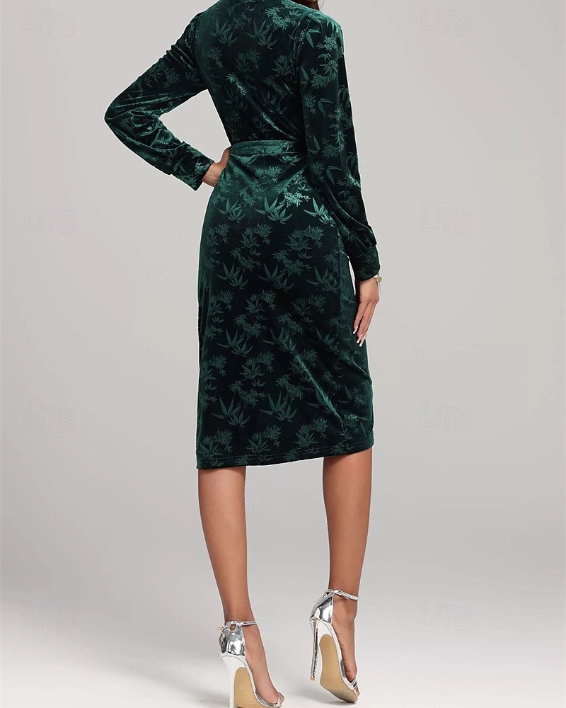 Damen Midikleid Samtkleid Cocktailkleid Elegant Mode Modern Outdoor Party Party-Abendmode Normale Passform Einfach Langarm Rundhalsausschnitt Grün Frühling Herbst 2025 - $29.99 –P3