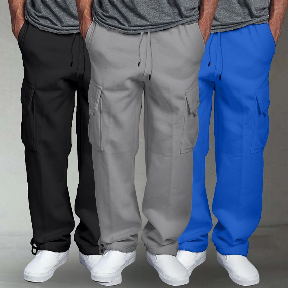Per uomo Pantaloni da Tuta Cargo Pantaloni in Pile Joggers Pantaloni Pantaloni della tuta a gamba dritta Coulisse Elastico in vita Multi-tasche Tinta unica Antivento All'aperto Lunghezza intera del 2026 a $40.99 –P6