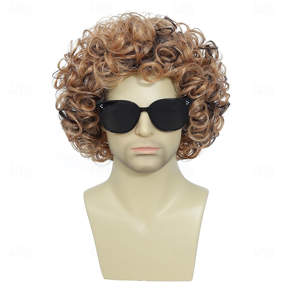 parrucca afro corta da uomo, parrucca da discoteca riccia, accessorio per costume in stile anni '70 e '80 per uomo, colore misto marrone del 2026 a $21.99 –P4