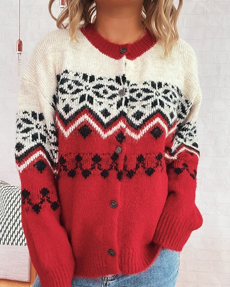 Damen Weihnachtspullover Fair Isle Pullover Pullover Strickjacke - Main Image