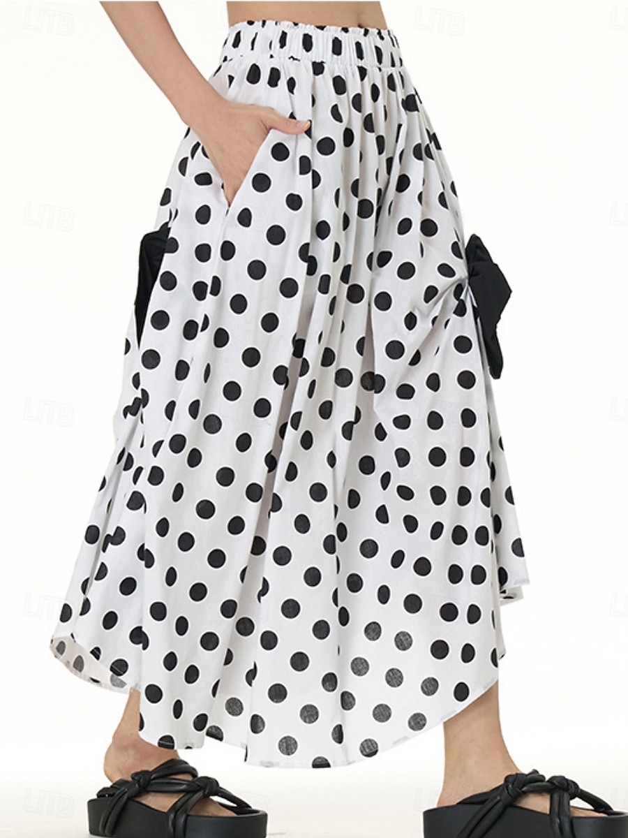 Per donna Gonna Linea A Moda Casual Maxi Vita Alta Gonne A Pois Tasca Elasticizzato Streetwear Quotidiano Bianco e nero Nero / Bianco Nero Bianco Primavera Cotone del 2025 a $57.99 –P3