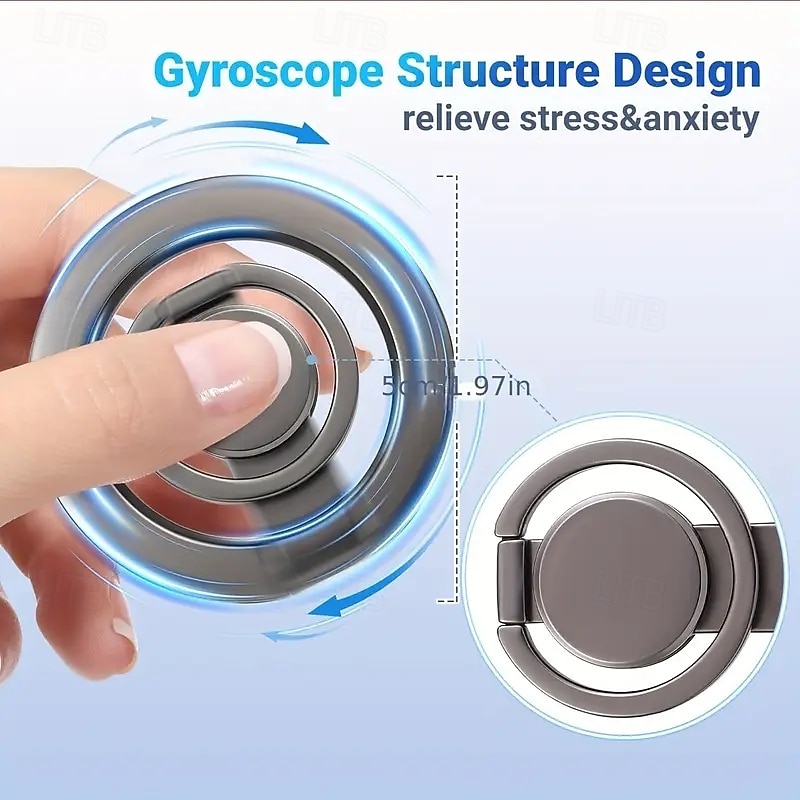 2025年 磁気電話グリップ、ジャイロスコープ電話リングホルダーグリップ、ハンドヘルド電話指サポートスタンド、デスクトップ電話スタンドに最適  コレクション – $15.99 –P6